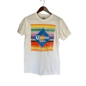 Corona Extra Beer White S/S T-Shirt Men's Size M Logo Spellout